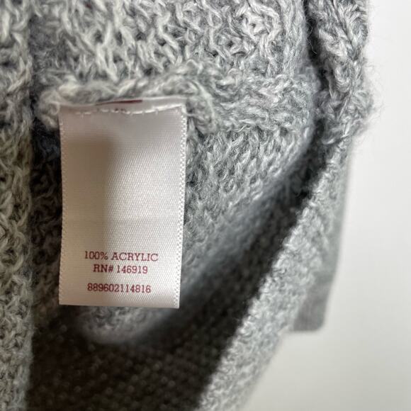 So Perfect Long Sleeve Crew Neck Curved Hem Ribbed Knit Pullover Sweater Gray L - Picture 7 of 10